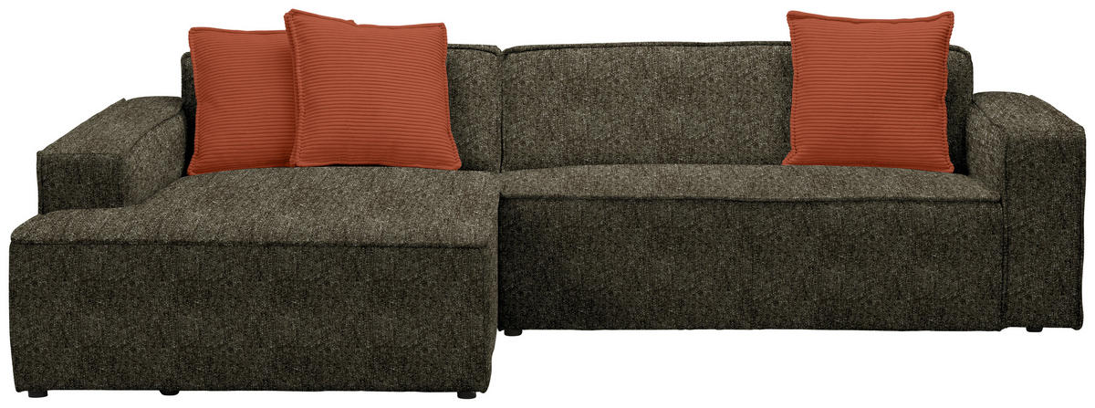 ECKSOFA Olivgrün Chenille  - Rostfarben/Schwarz, KONVENTIONELL, Kunststoff/Textil (188/280cm) - Carryhome