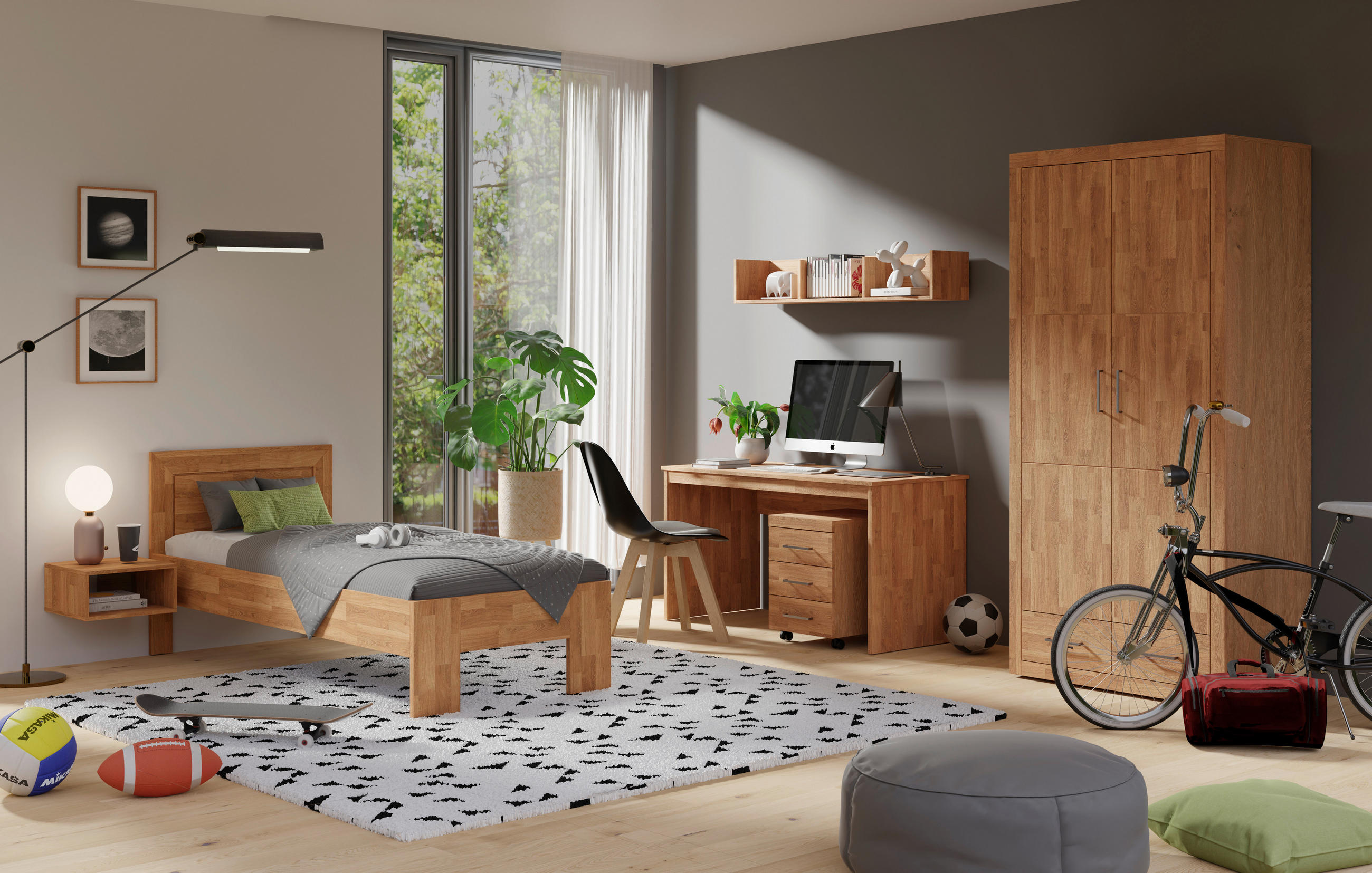 BETT 90/200 cm  in Eichefarben  - Eichefarben, Natur, Holz (90/200cm) - Linea Natura