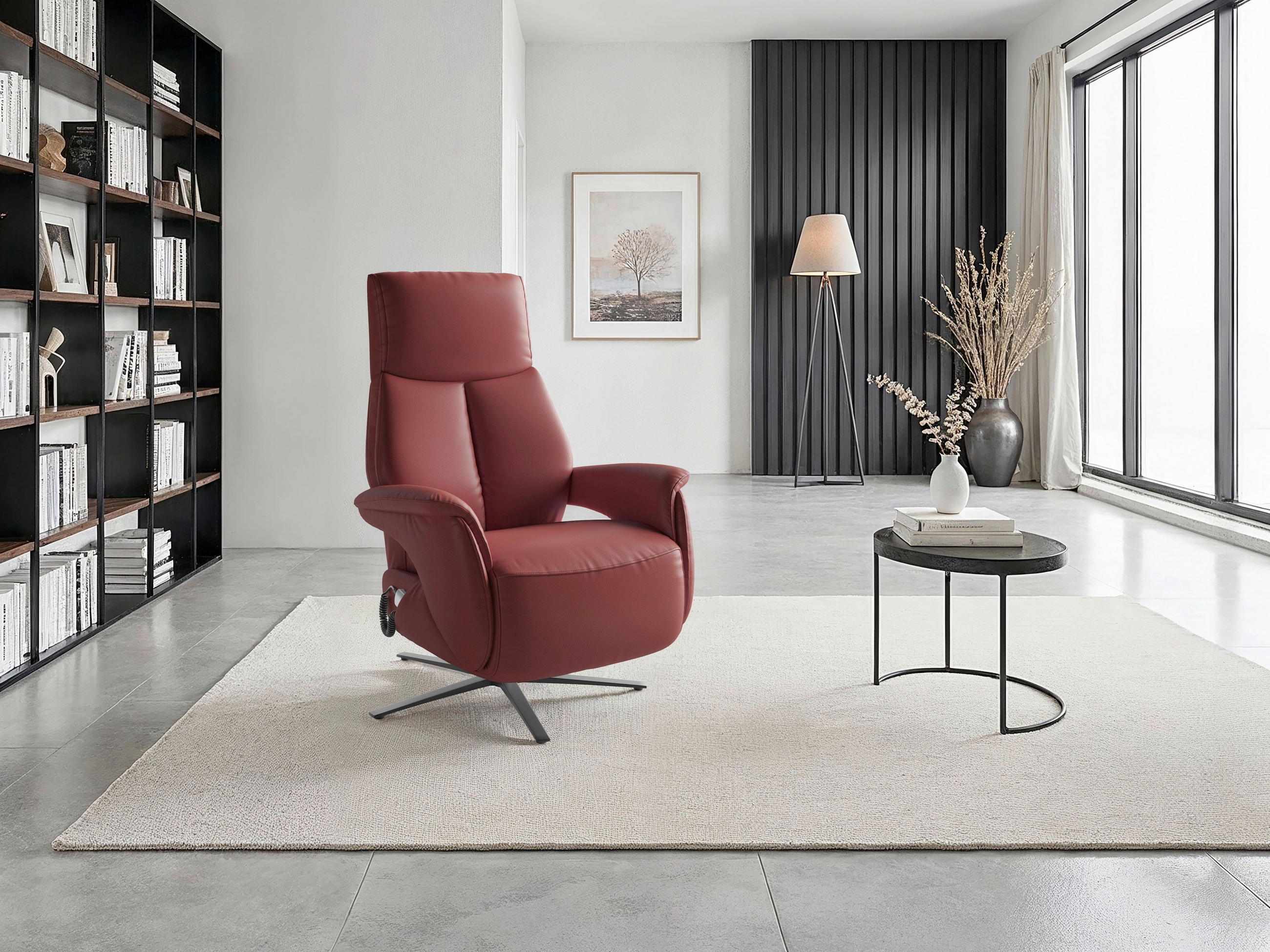 Sit & More RELAXAČNÍ KŘESLO, kůže, červenohnědá