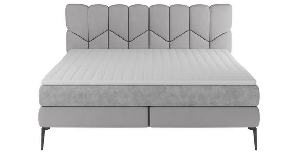 BOXSPRINGBETT 180/200 cm in Hellgrau - Hellgrau/Schwarz, Design, Leder/Textil (180/200cm) - Esposa