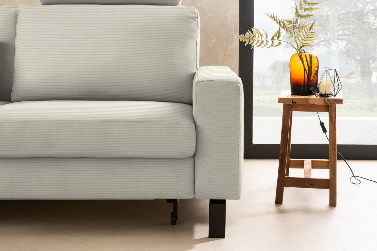 ECKSOFA Cord Naturfarben  - Schwarz/Naturfarben, Design, Textil/Metall (185/298cm) - Pure Home Lifestyle