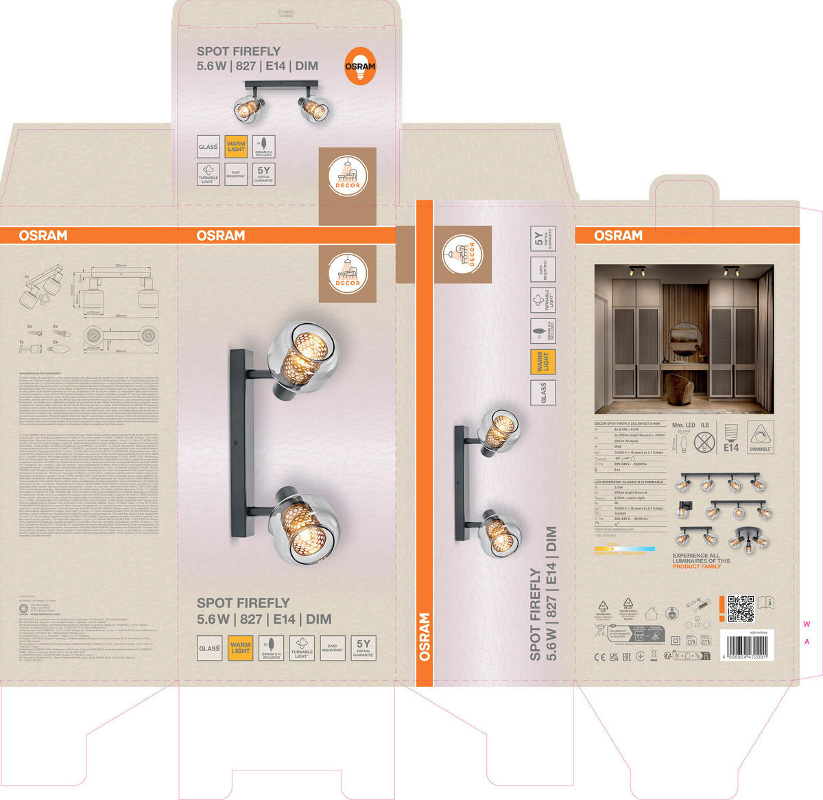 LED-STRAHLER 38,5/17,6/10,5 cm   - Schwarz, Basics, Glas/Metall (38,5/17,6/10,5cm) - Osram