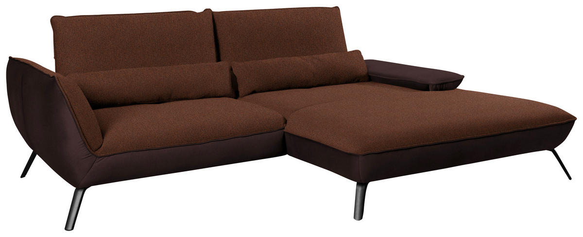 ECKSOFA in Flachgewebe Kupferfarben  - Schwarz/Kupferfarben, Design, Textil/Metall (273/191cm) - Moderano