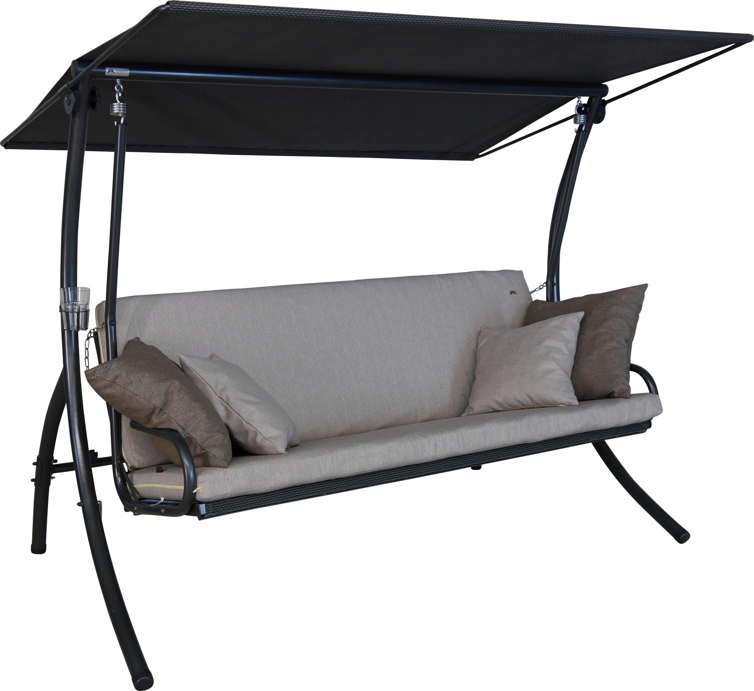 HOLLYWOODSCHAUKEL 210/160/145 cm  - Sandfarben/Dunkelgrau, Basics, Textil/Metall (210/160/145cm) - Boxxx