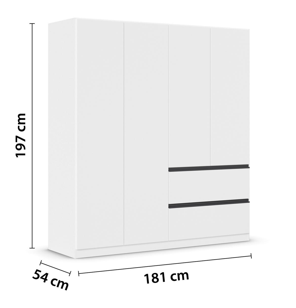 DREHTÜRENSCHRANK in Weiss  - Weiss/Grau, Modern, Holzwerkstoff (181/197/54cm) - Rauch Möbel