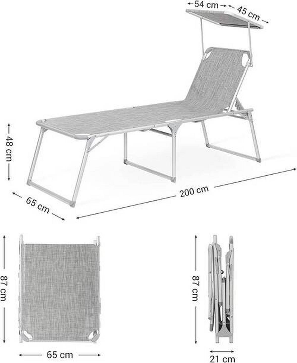 ZAHRADNÍ LEHÁTKO kov, textil - světle šedá/barvy hliníku, Moderní, kov/textil (65/48/200cm) - Modante