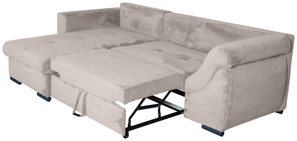 ECKSOFA Beige Cord  - Beige/Schwarz, KONVENTIONELL, Textil/Metall (168/258cm) - Carryhome