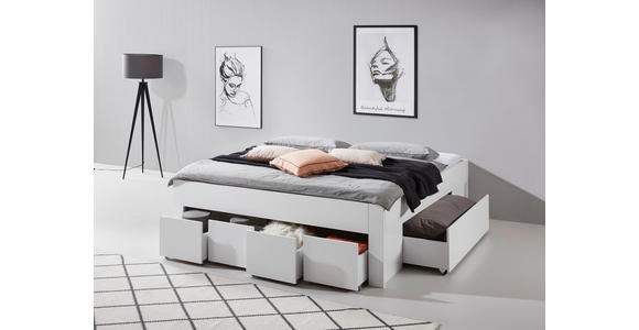 STAURAUMBETT 180/200 cm in Weiß - Weiß, KONVENTIONELL, Holzwerkstoff (180/200cm) - Carryhome