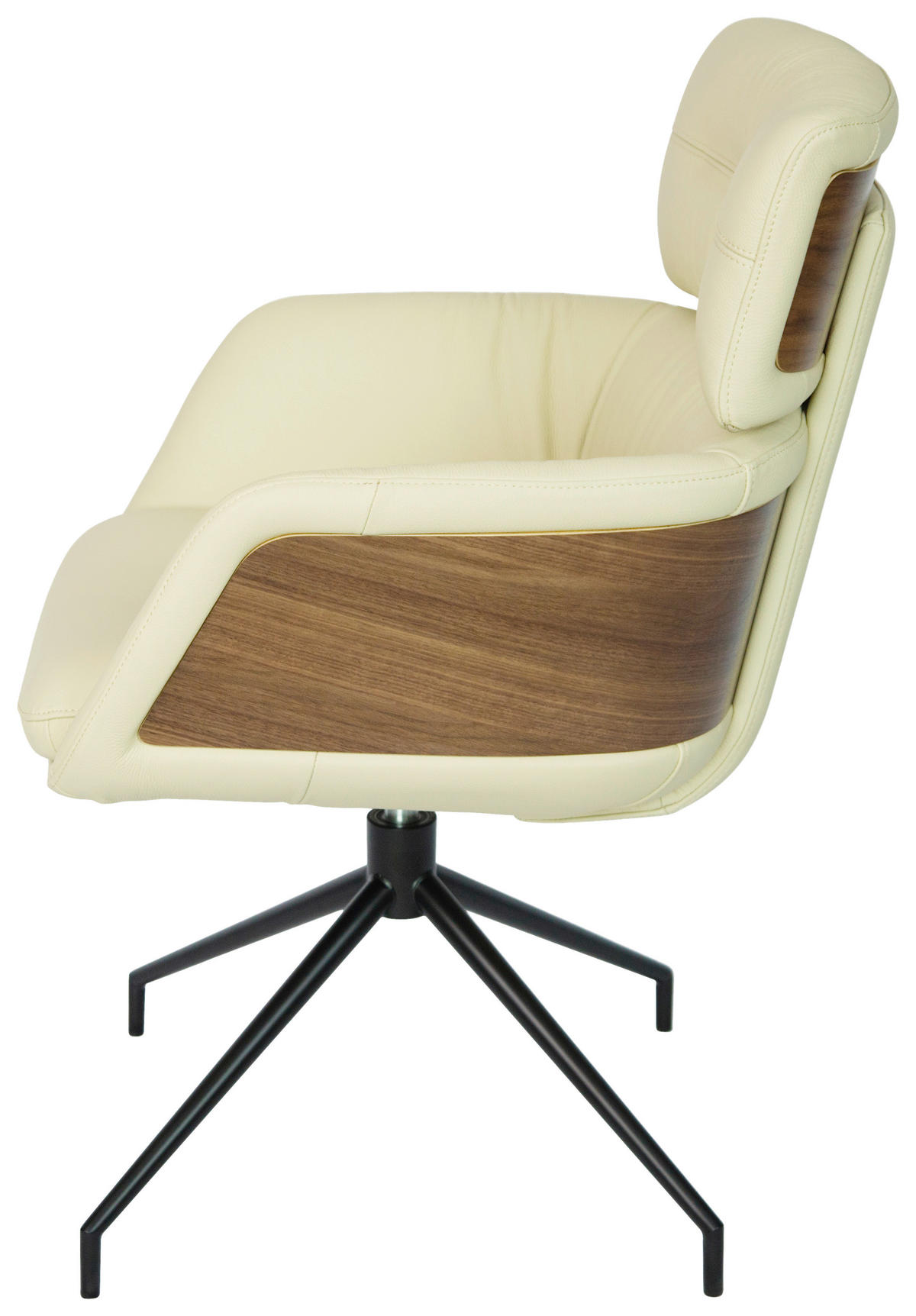 ARMLEHNSTUHL  in Eisen Echtleder pigmentiert  - Beige/Walnussfarben, Design, Leder/Holz (62/92/66cm) - Dieter Knoll