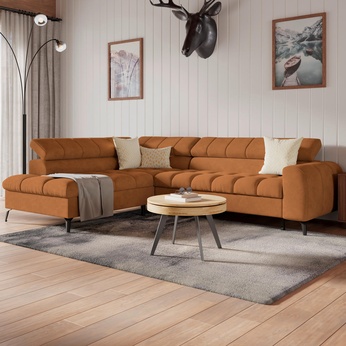 ECKSOFA in Rostfarben  - Rostfarben/Schwarz, Trend, Kunststoff/Textil (203/261cm) - Livetastic