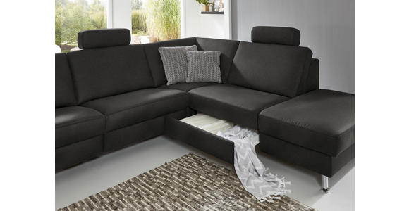 ECKSOFA Latina in Mikrofaser Anthrazit  275/242 cm  - Anthrazit/Alufarben, Design, Textil/Metall (275/242cm) - Dieter Knoll