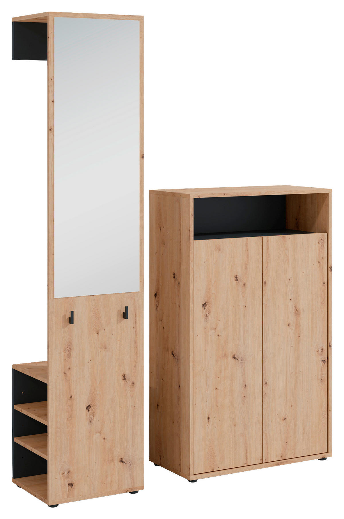 GARDEROBE 2-teilig  in 110/186/35 cm  - Schwarz/Eiche Artisan, Design, Holzwerkstoff (110/186/35cm) - MID.YOU