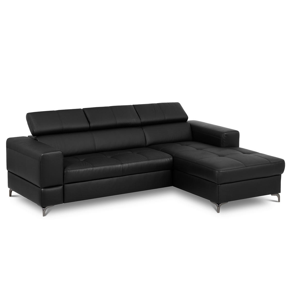 ECKSOFA  in Lederlook Echtleder Schwarz  - Schwarz, Design, Leder/Textil (247/173cm) - Livetastic