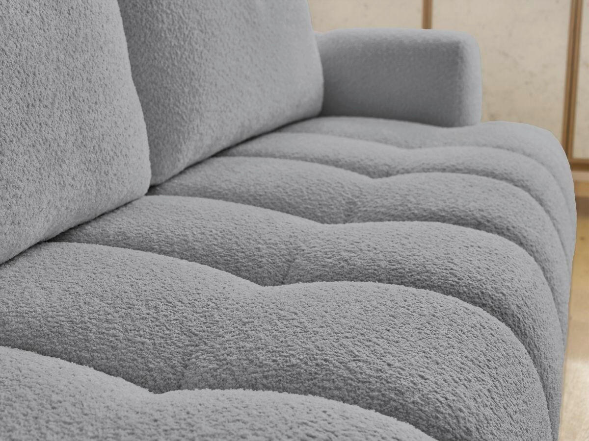 SCHLAFSOFA FUJI Bouclé Dunkelgrau  inkl.  - Dunkelgrau/Schwarz, MODERN, Kunststoff/Textil (251/113/88cm)