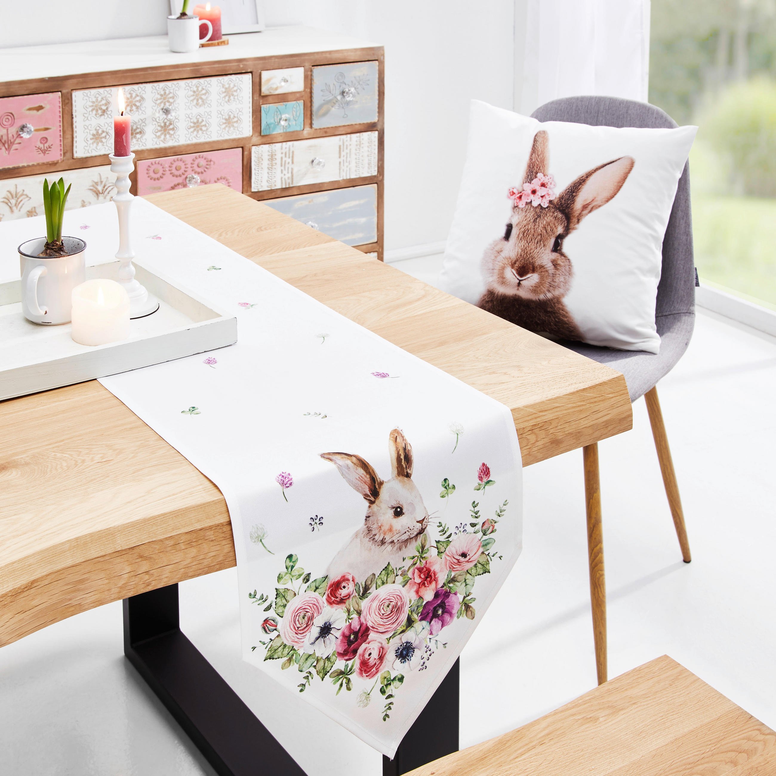 KISSENHÜLLE BUNNY 45/45 cm  - Beige/Rosa, KONVENTIONELL, Textil (45/45cm) - Esposa