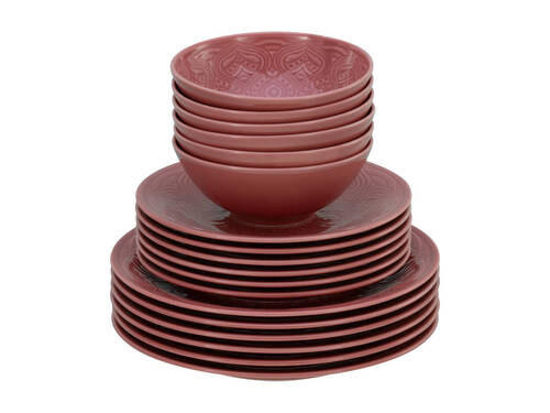 SERVIS 18 delar - mörkrosa, Trend, keramik - Creatable