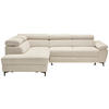 ECKSOFA inkl. Funktion COMBO Beige Flachgewebe  - Beige/Schwarz, Design, Textil/Metall (206/266cm) - Stylife