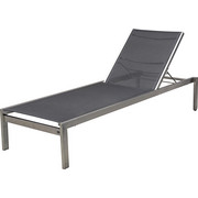 GARTENLIEGE Edelstahl gebürstet Edelstahlfarben, Grau - Edelstahlfarben/Grau, Design, Textil/Metall (76/46/209cm) - Zebra Süd
