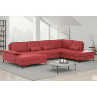 SEDACÍ SOUPRAVA, kůže, červená - černá/červená, Basics, kov/kůže (176/363/223cm) - Sit & More