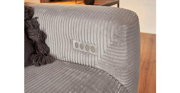 ECKSOFA in Cord Grau  - Schwarz/Grau, KONVENTIONELL, Textil/Metall (180/266cm) - Hom`in