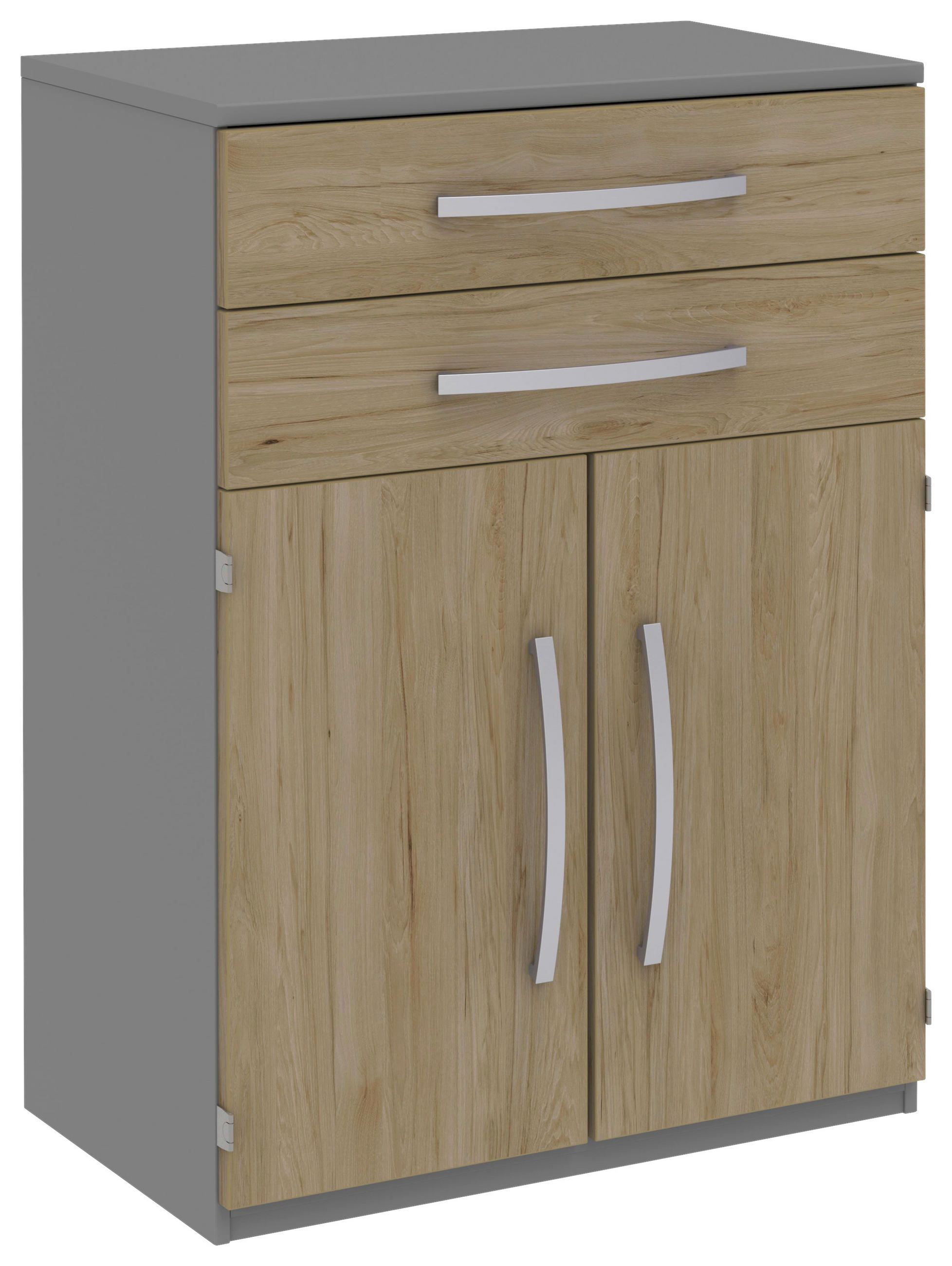 AKTENSCHRANK Grau, Eichefarben - Eichefarben/Grau, KONVENTIONELL, Holzwerkstoff (80/111,7/43cm) - Moderano