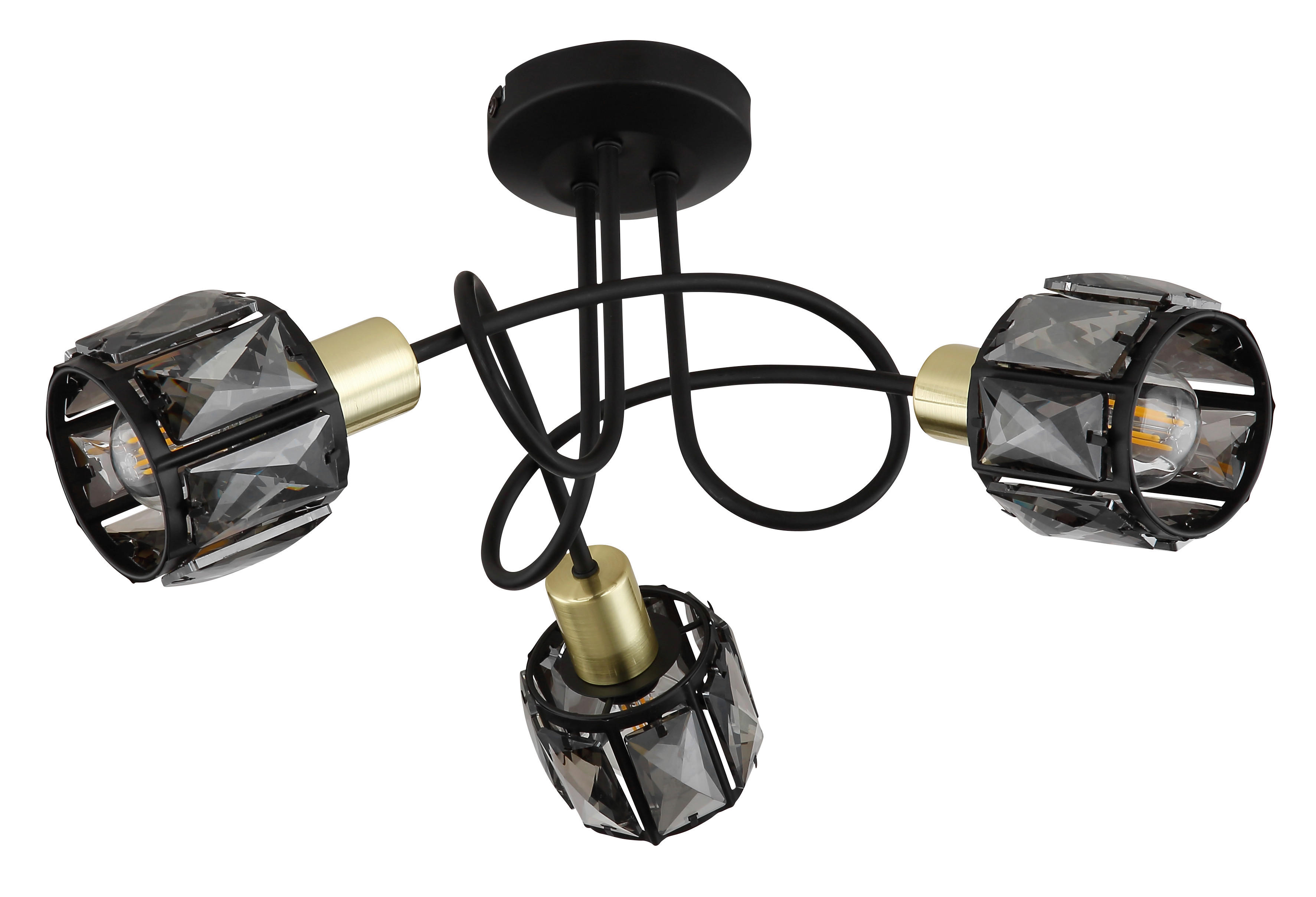 PLAFONIERĂ - auriu/negru, Design, sticlă/metal (38/24cm) - Globo