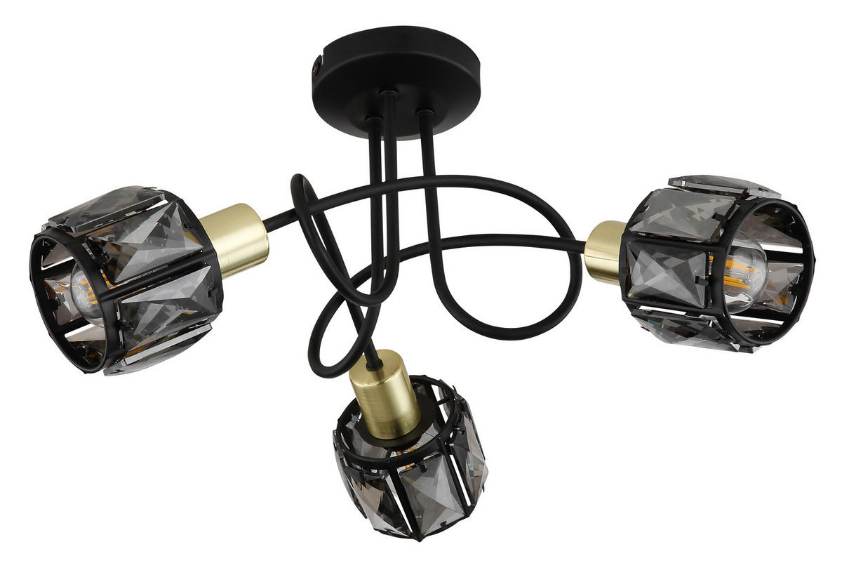 PLAFONIERĂ - auriu/negru, Design, sticlă/metal (38/24cm) - Globo