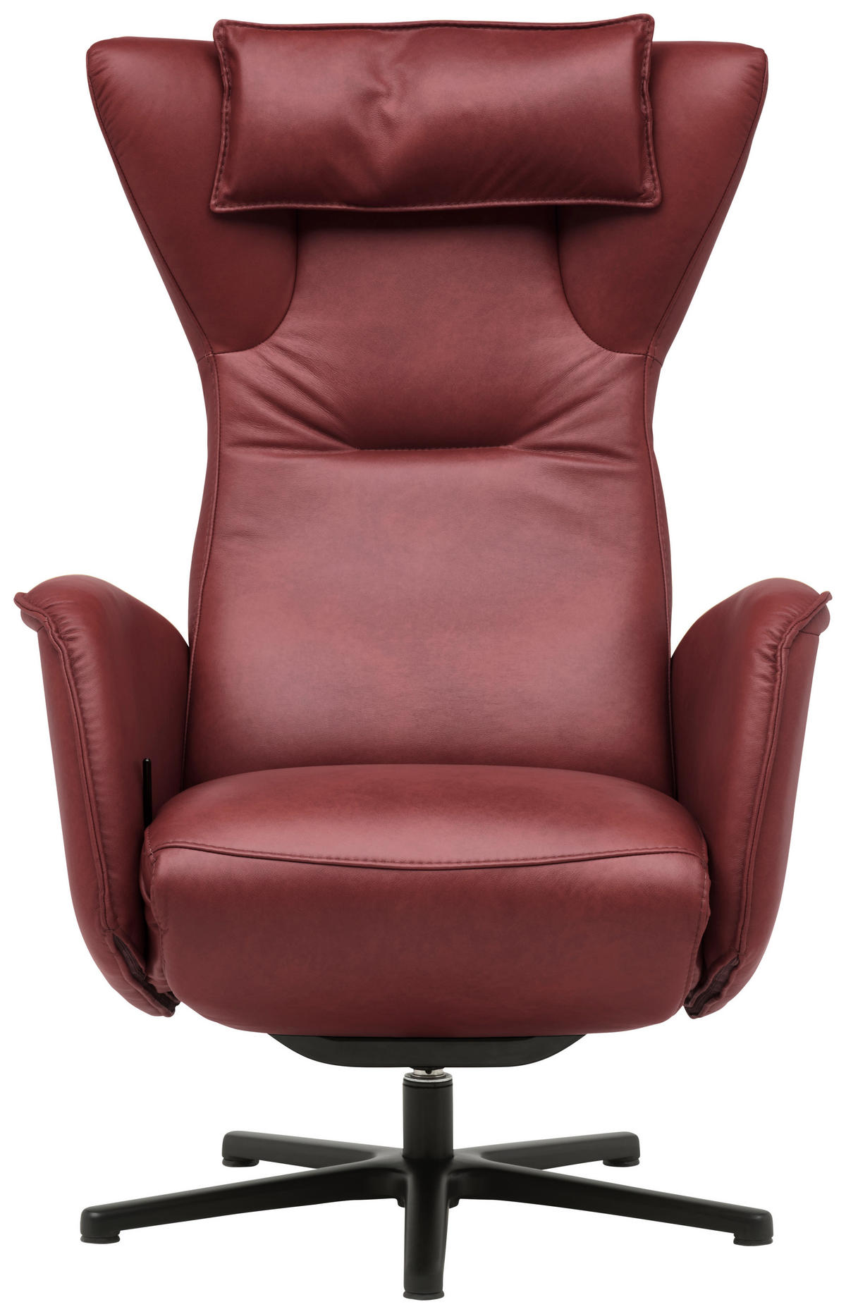 RELAXSESSEL Leder Weinrot  - Weinrot/Schwarz, Design, Leder/Metall (75/106/86cm) - Valdera