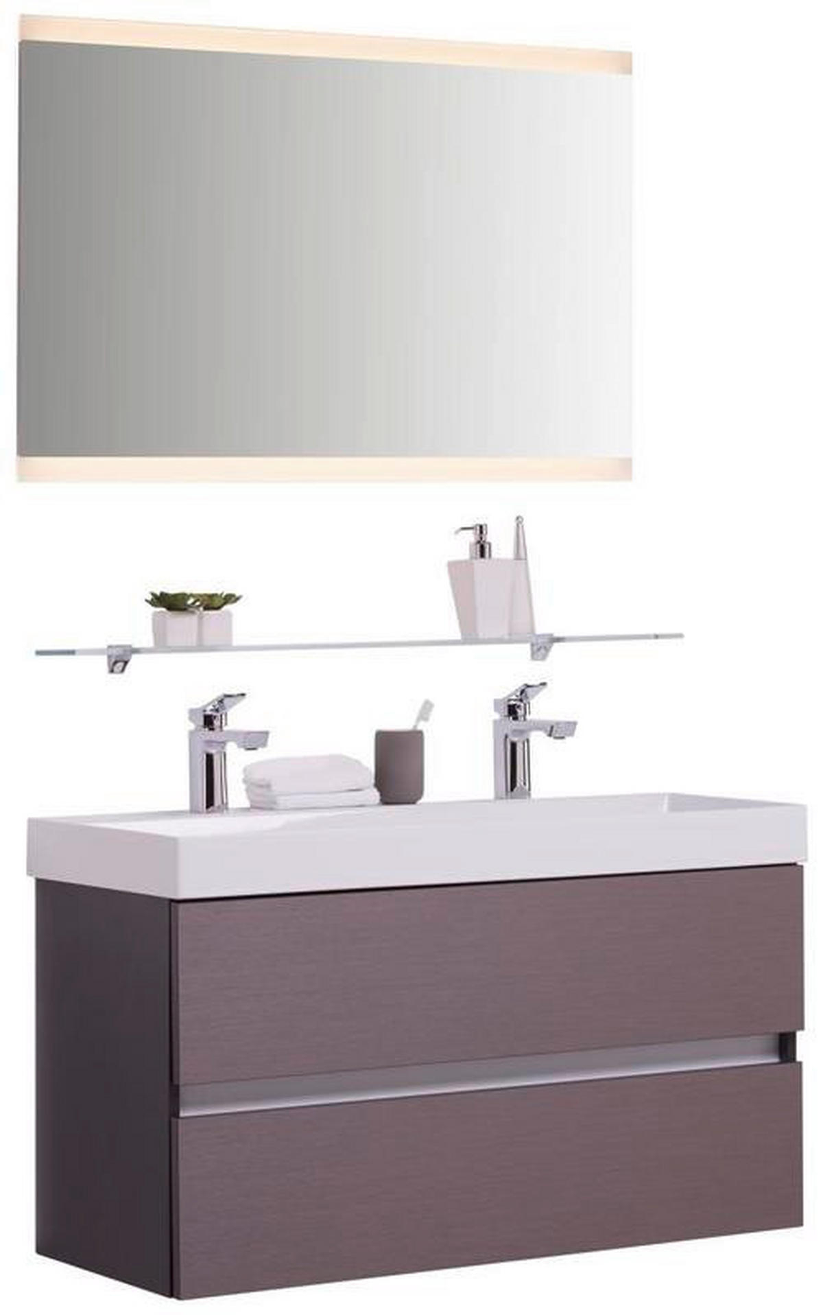 BADRUM 100 cm  - vit/ekfärgad, Modern, trämaterial/glas (100cm) - Dieter Knoll