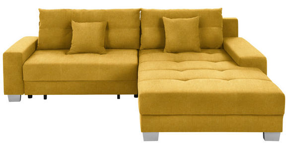 ECKSOFA in Flachgewebe Currygelb  - Currygelb/Silberfarben, KONVENTIONELL, Holz/Textil (273/192cm) - Carryhome