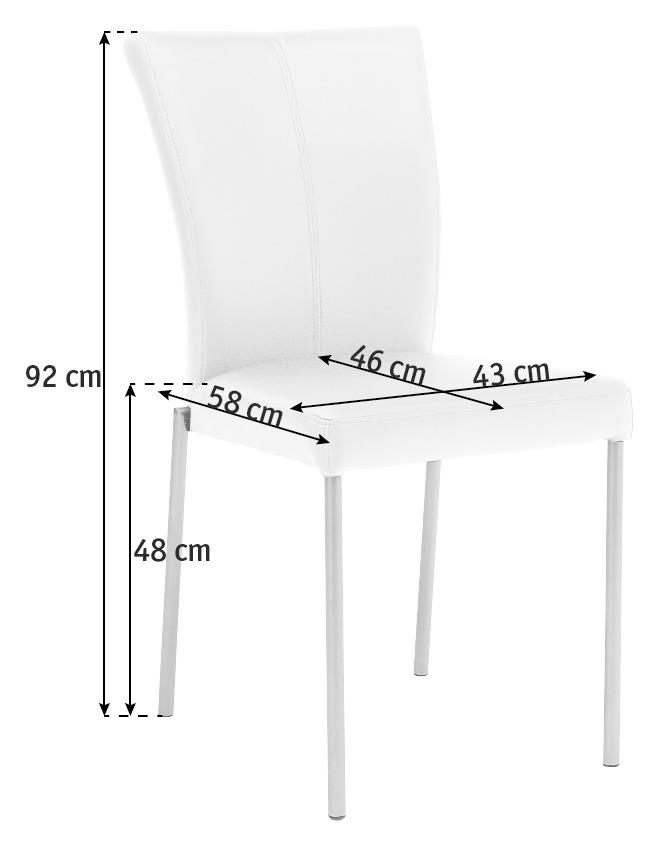STUHL  in Edelstahl Lederlook Metall, Textil  - Edelstahlfarben/Creme, Design, Textil/Metall (43/92/58cm) - Novel