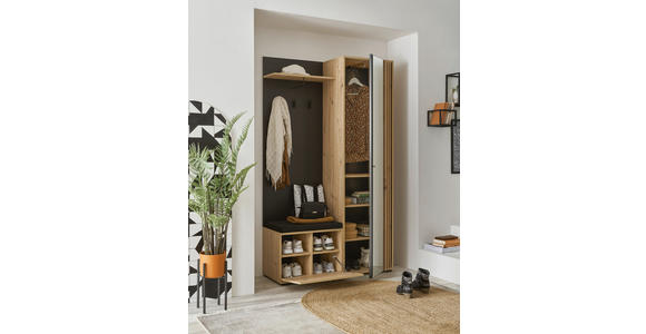 GARDEROBE 114/197/40 cm  - Schwarz/Eiche Artisan, Design, Glas/Holzwerkstoff (114/197/40cm) - Carryhome