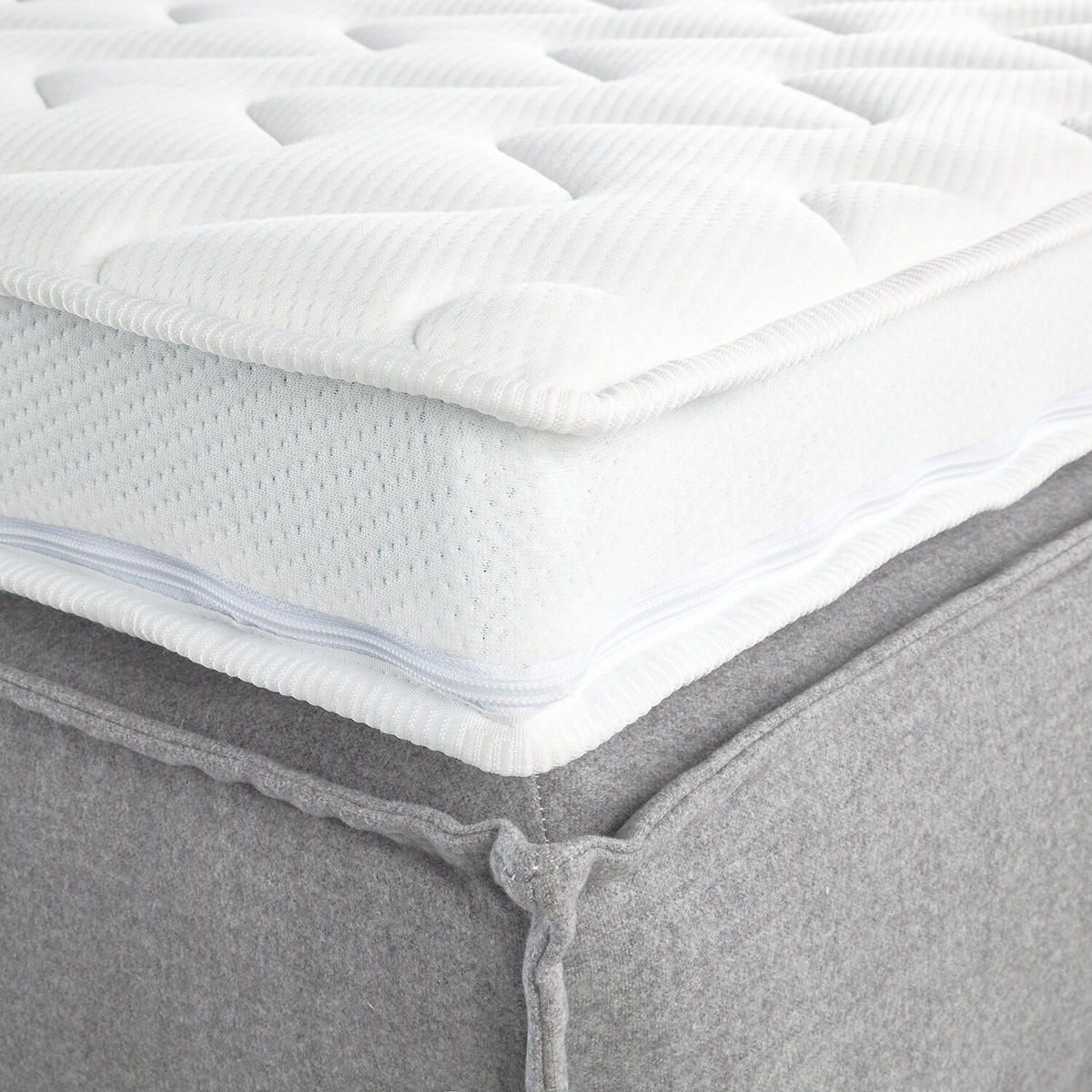 BOXSPRINGBETT 200/220 cm  in Hellgrau  - Hellgrau/Schwarz, Design, Kunststoff/Textil (200/220cm) - home24