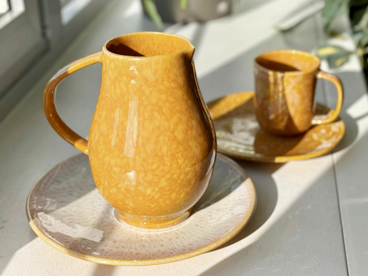 DESSERTTELLER Weiß, Dunkelgelb 4-teilig ALPENGLÜHEN  - Dunkelgelb/Weiß, Basics, Keramik (22/2,5cm) - Mäser