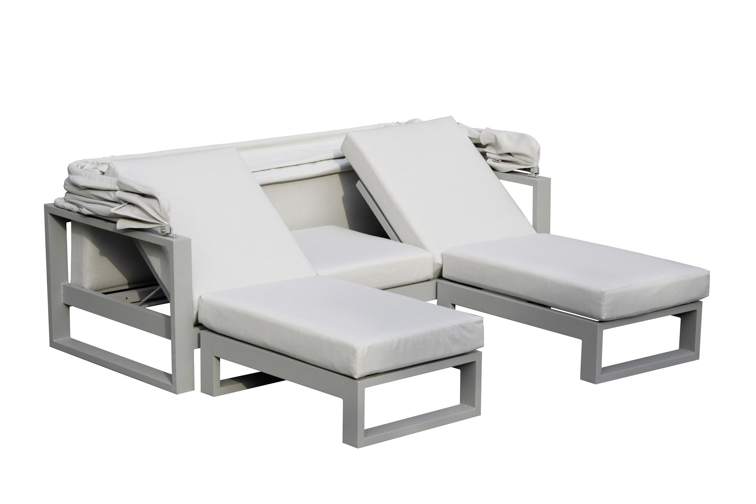 CANAPEA LOUNGE 196/60/90 cm  - gri deschis/gri, Design, metal/textil (196/60/90cm) - Amatio