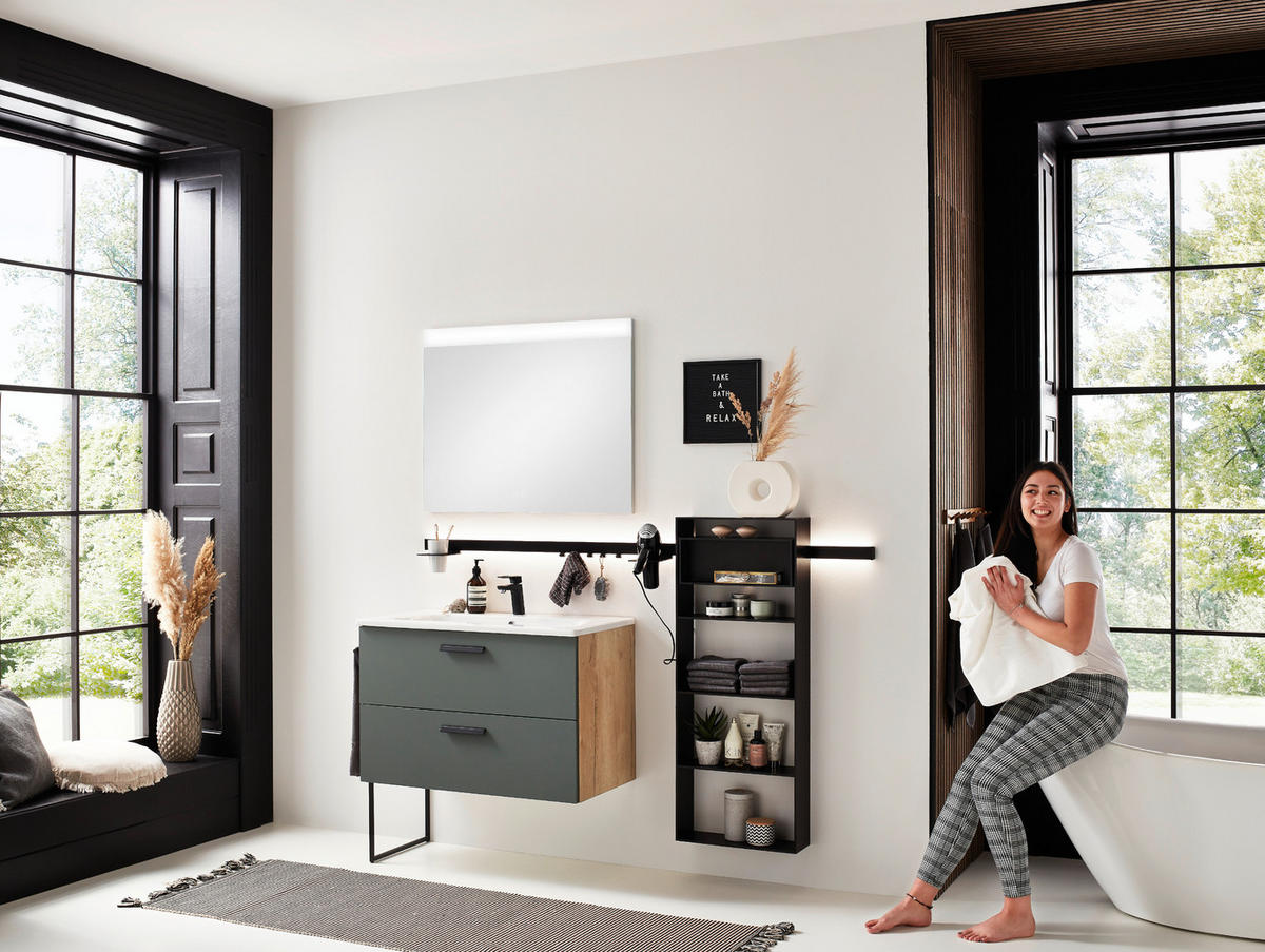 BADEZIMMERREGAL 45/115,2/15 cm  - Schwarz, MODERN, Metall (45/115,2/15cm) - Celina Home