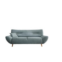 3-SITZER-SOFA in Chenille Blau  - Wildeiche/Blau, Modern, Holz/Textil (205/81/90cm) - MID.YOU