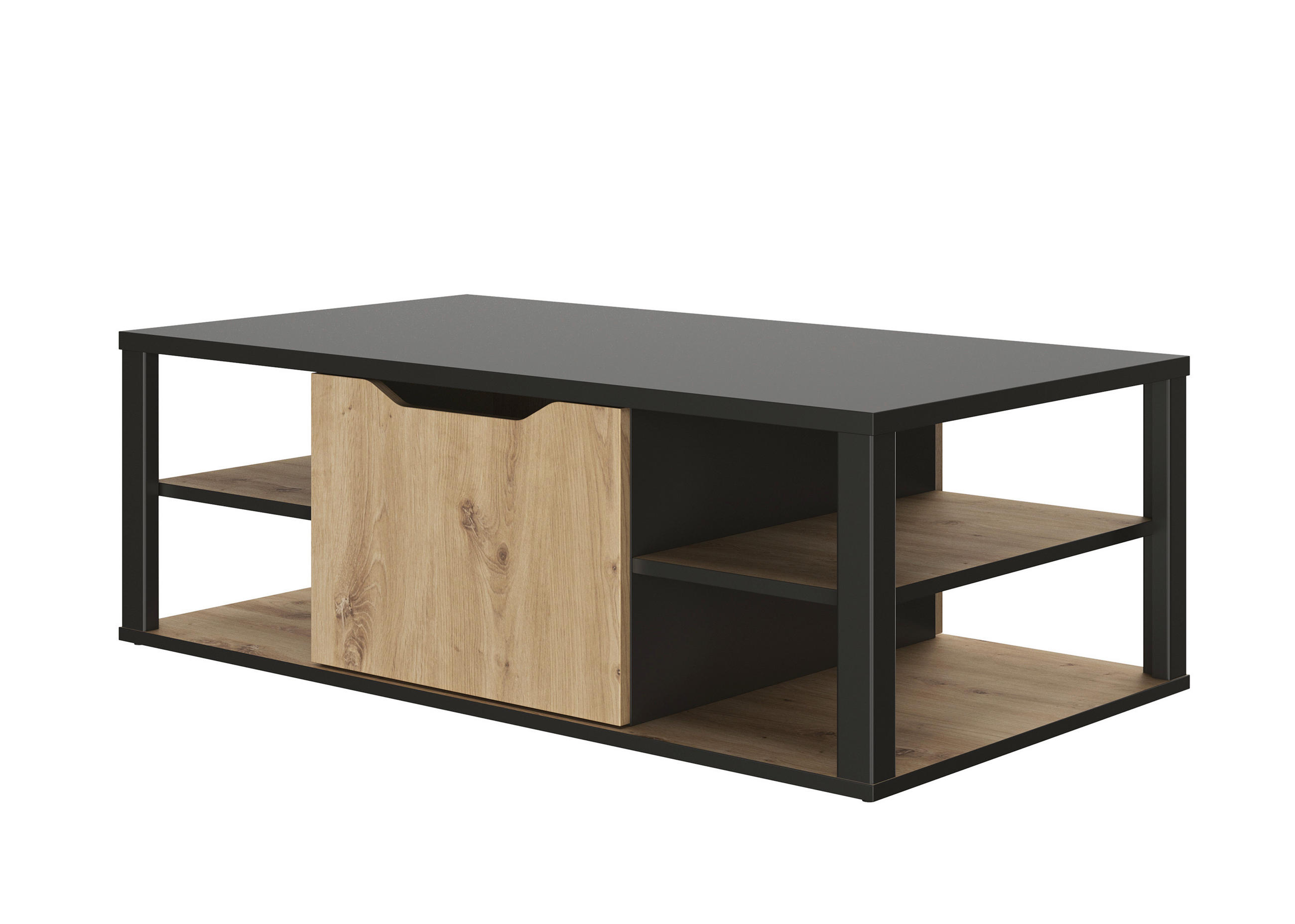 KONFERENČNÍ STOLEK, černá, barvy dubu, kompozitní dřevo, 110/60/38 cm - barvy dubu/černá, Design, kompozitní dřevo (110/60/38cm) - MID.YOU