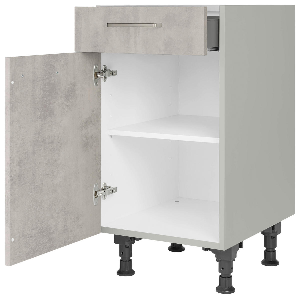 SCHUBKASTENUNTERSCHRANK 45/87/56 cm  in Hellgrau  - Edelstahlfarben/Hellgrau, MODERN, Holzwerkstoff/Metall (45/87/56cm) - Nobilia