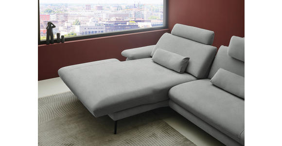 ECKSOFA  in Chenille, Flachgewebe Grau  180/284 cm  - Schwarz/Grau, Design, Textil/Metall (180/284cm) - Dieter Knoll