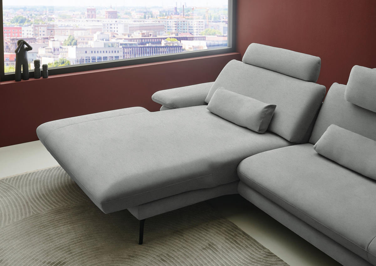 ECKSOFA Chenille, Flachgewebe Grau  - Schwarz/Grau, Design, Textil/Metall (180/284cm) - Dieter Knoll