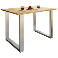 MATBORD i metall, trämaterial 140/80/76 cm   - honungsek/silver, Basics, metall/trämaterial (140/80/76cm) - MID.YOU