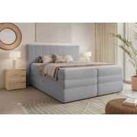 BOXSPRINGBETT 180/200 cm  in Hellgrau  - Hellgrau/Schwarz, Design, Kunststoff/Textil (180/200cm) - Chameo