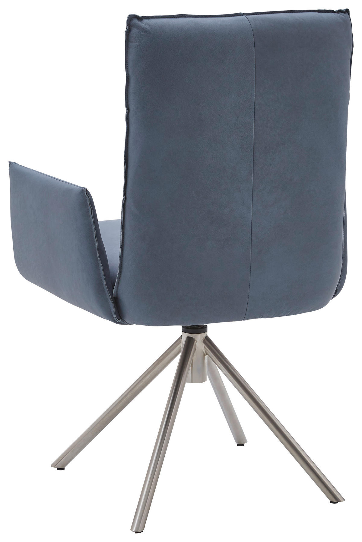 ARMLEHNSTUHL  in Echtleder pigmentiert  - Edelstahlfarben/Blaugrau, Design, Leder/Metall (59/93/59cm) - Dieter Knoll