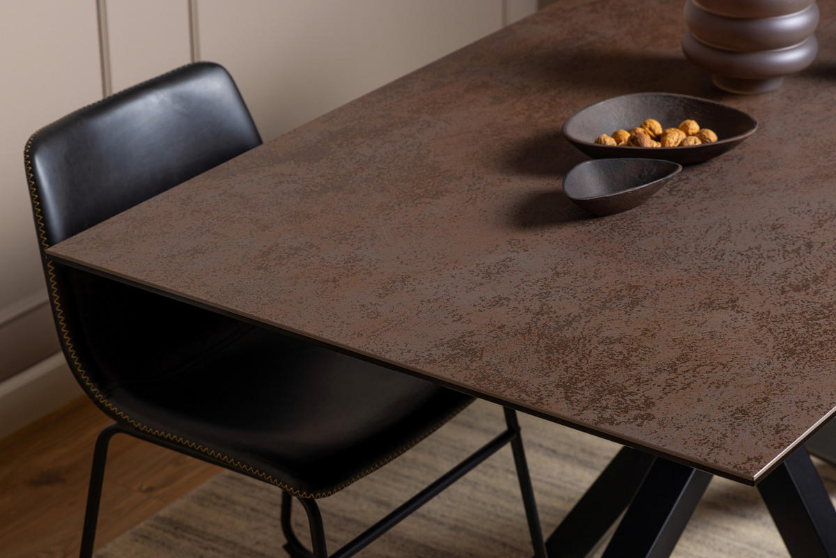 ESSTISCH in Keramik 160/90/75,5 cm  - Schwarz/Braun, Trend, Keramik/Metall (160/90/75,5cm) - MID.YOU