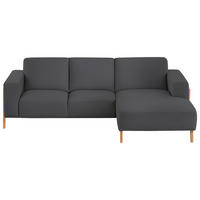 ECKSOFA  in Struktur Anthrazit Sitzvorzug  250/163 cm  - Eichefarben/Anthrazit, Design, Holz/Textil (250/163cm) - Stylife