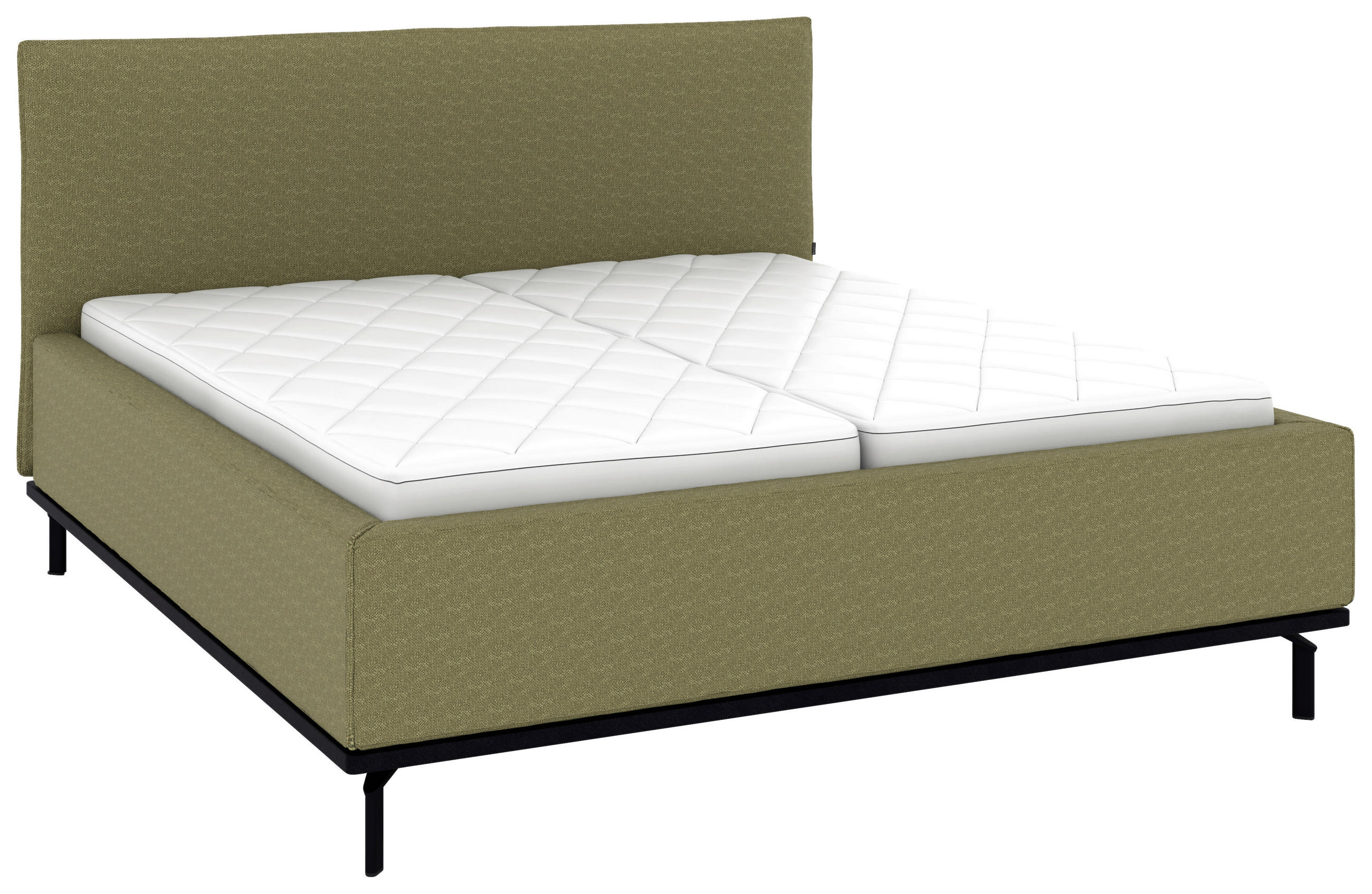 POLSTERBETT 180/200 cm,  in Olivgrün, Bettkasten, Lattenroste, Matratzen, H2 + H3 = mittel + fest  - Graphitfarben/Weiß, Design, Holz/Textil (180/200cm) - Musterring