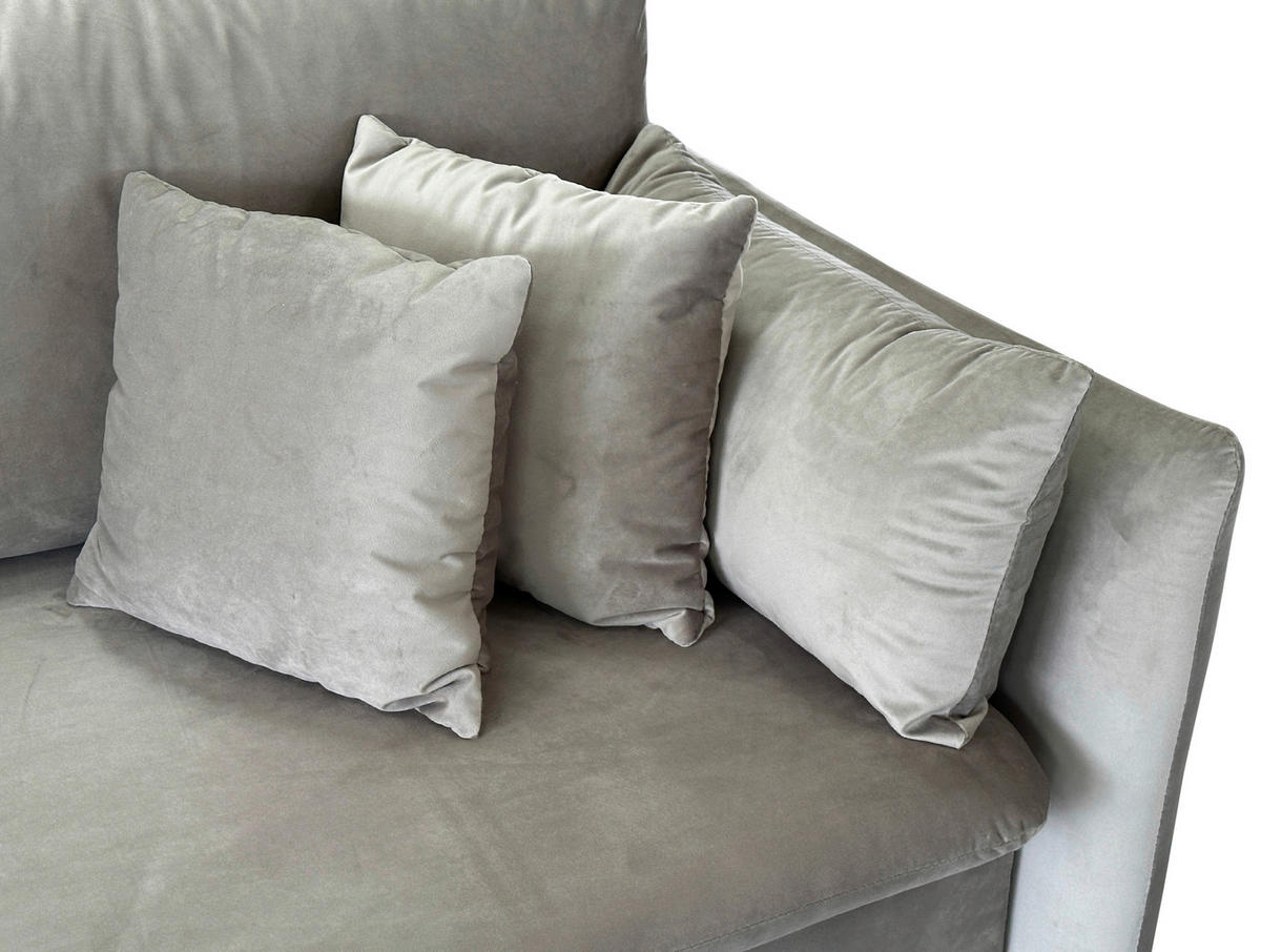 SCHLAFSOFA  mit Liegefunktion Velours Taupe  - Taupe/Schwarz, Design, Holz/Kunststoff (220/96/102cm) - MID.YOU