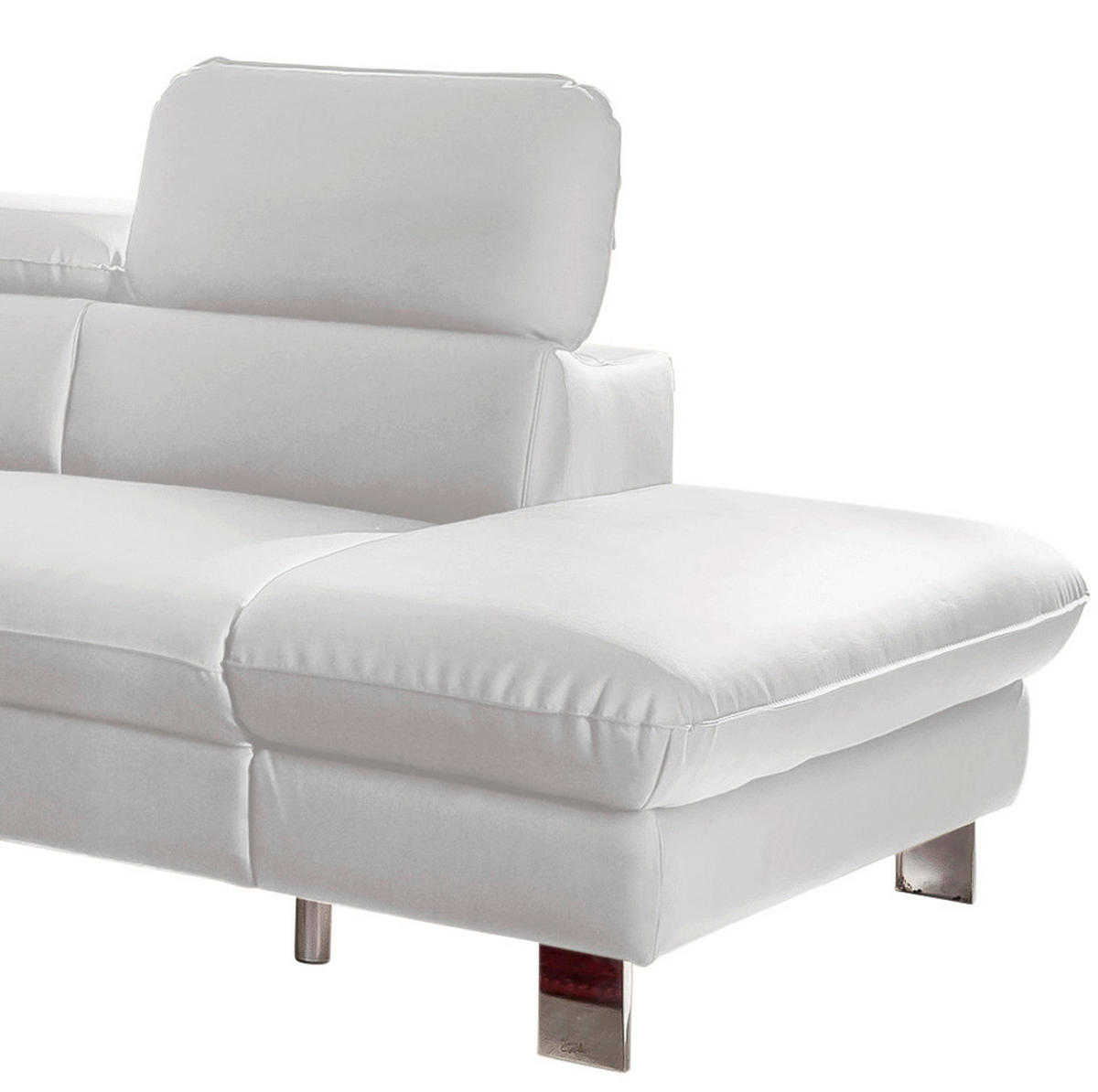 WOHNLANDSCHAFT in Lederlook Weiß  - Chromfarben/Weiß, MODERN, Textil/Metall (266/214cm) - MID.YOU