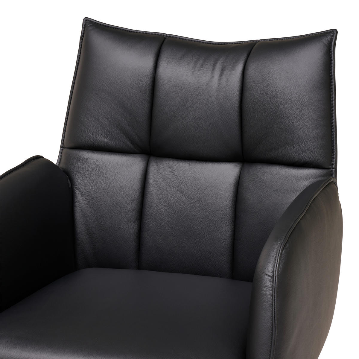 STOLICA S NASLONOM ZA RUKE  crna  koža      - crna, Moderno, koža/metal (58,5/87,5/61cm) - Livetastic